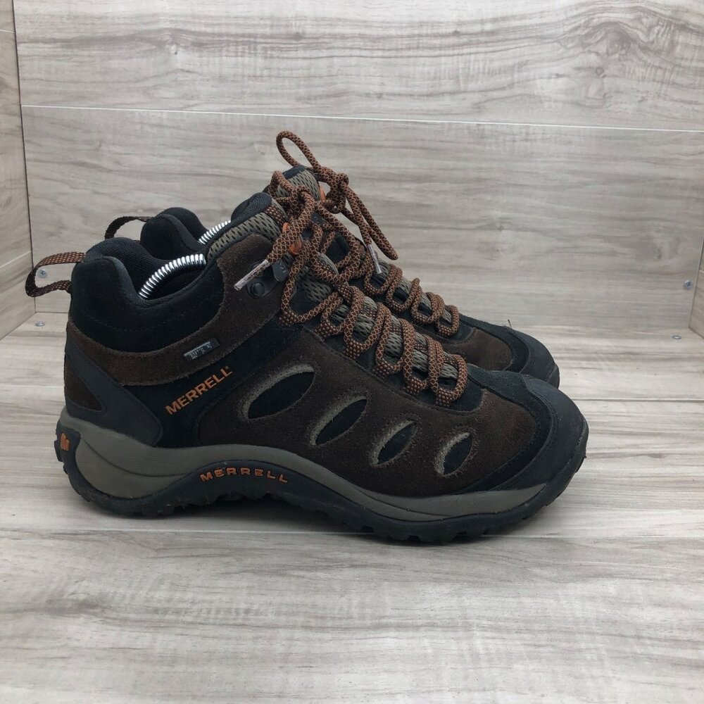 Merrell Hiking Shoes Mens 9 Brown Black Suede Outdoor Boots